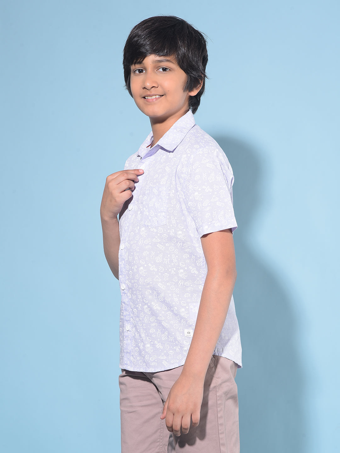 Purple Printed 100% Cotton Shirt-Boys Shirts-Crimsoune Club