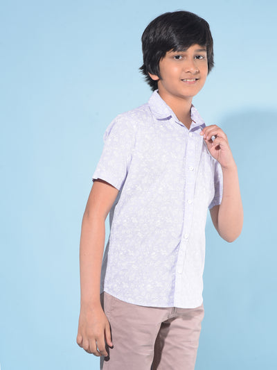 Purple Printed 100% Cotton Shirt-Boys Shirts-Crimsoune Club