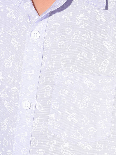 Purple Printed 100% Cotton Shirt-Boys Shirts-Crimsoune Club