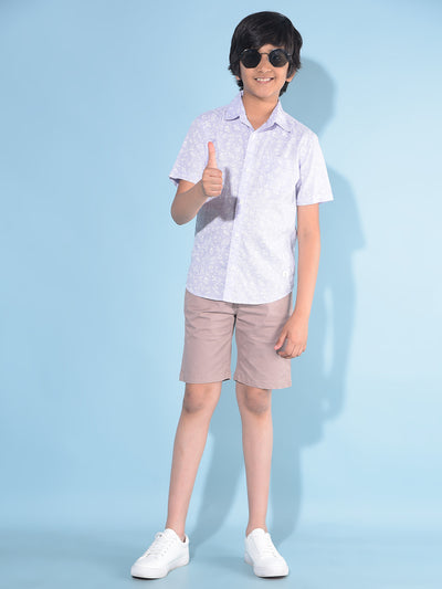 Purple Printed 100% Cotton Shirt-Boys Shirts-Crimsoune Club