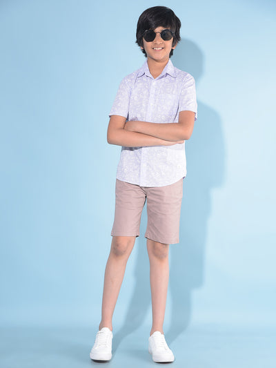 Purple Printed 100% Cotton Shirt-Boys Shirts-Crimsoune Club