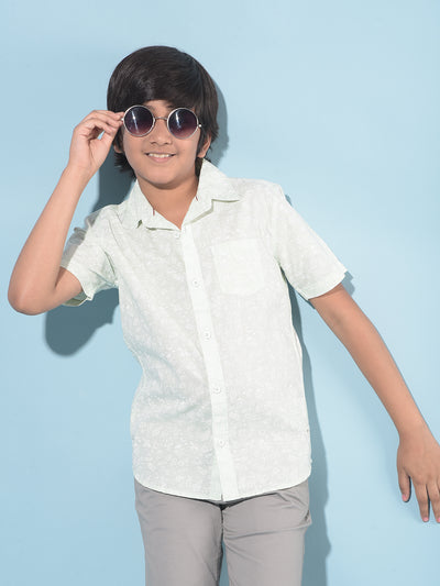 Green Printed 100% Cotton Shirt-Boys Shirts-Crimsoune Club