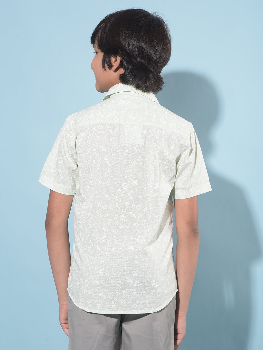 Green Printed 100% Cotton Shirt-Boys Shirts-Crimsoune Club