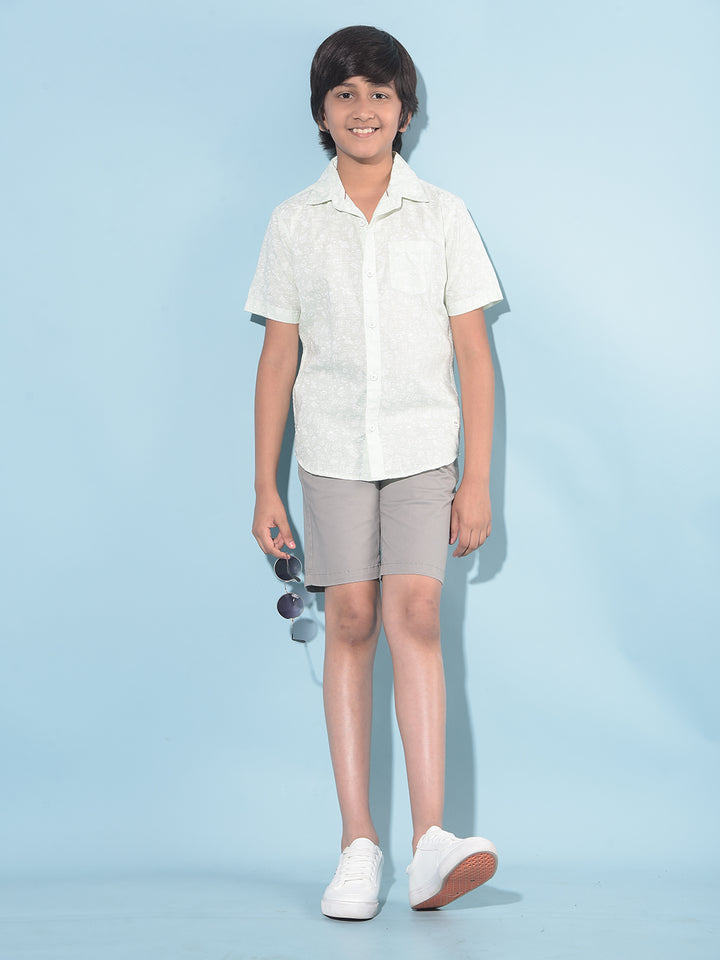 Green Printed 100% Cotton Shirt-Boys Shirts-Crimsoune Club