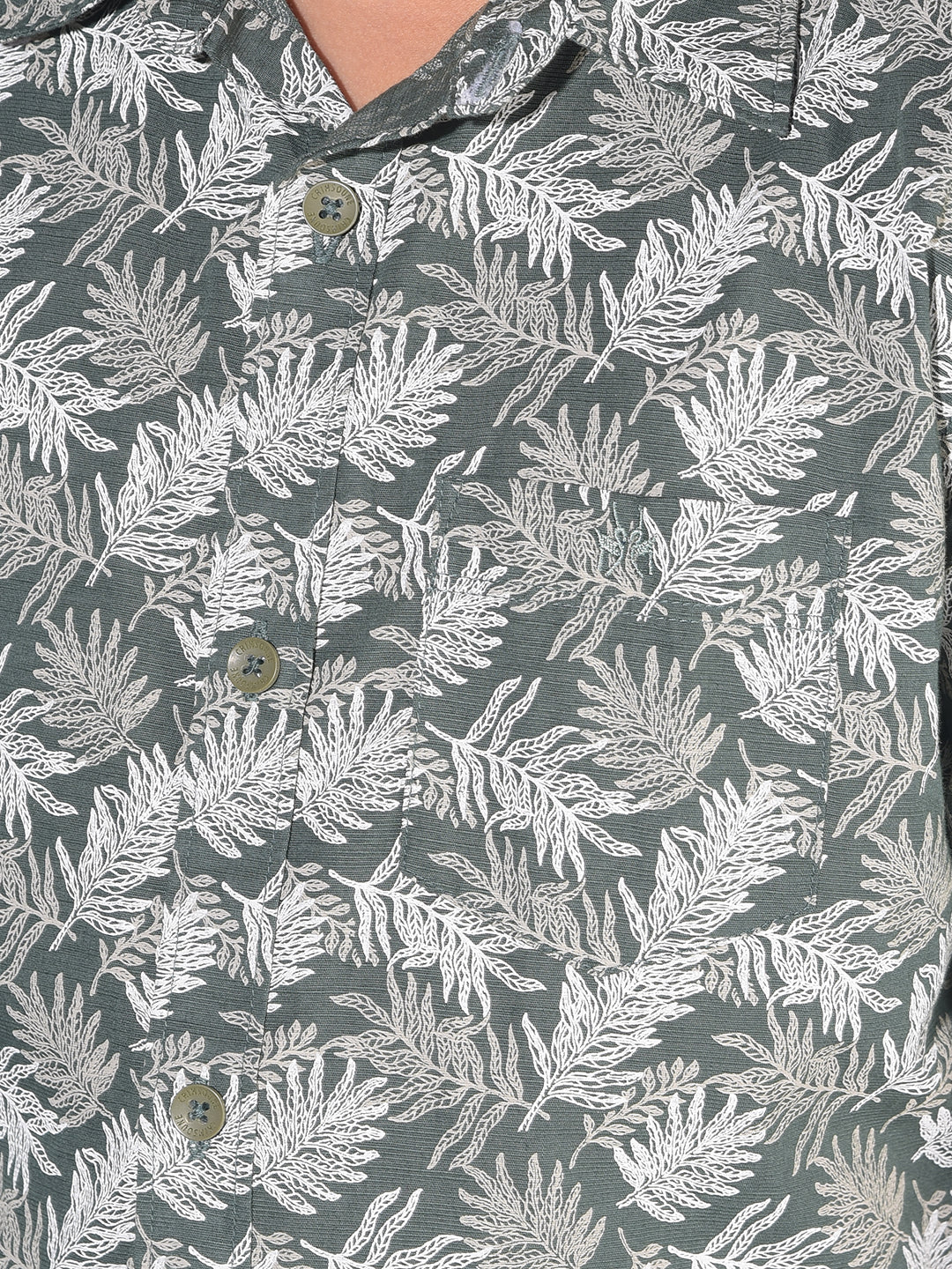 Olive Floral Print 100% Cotton Shirt-Boys Shirts-Crimsoune Club