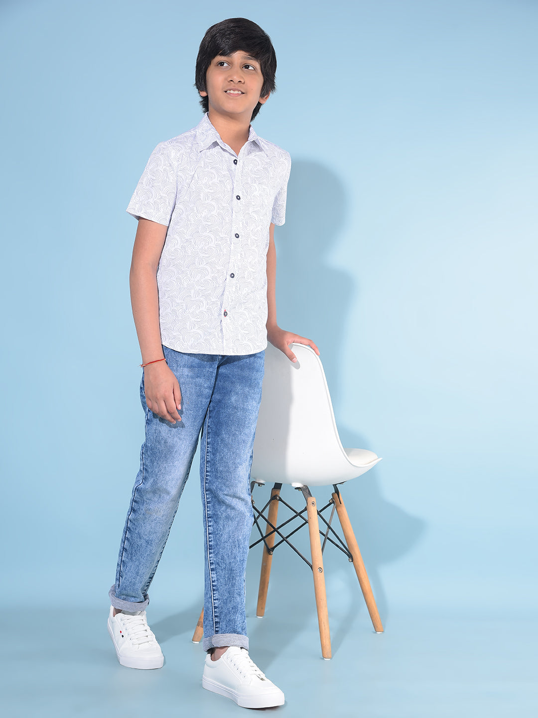 White Printed 100% Cotton Shirt-Boys Shirts-Crimsoune Club