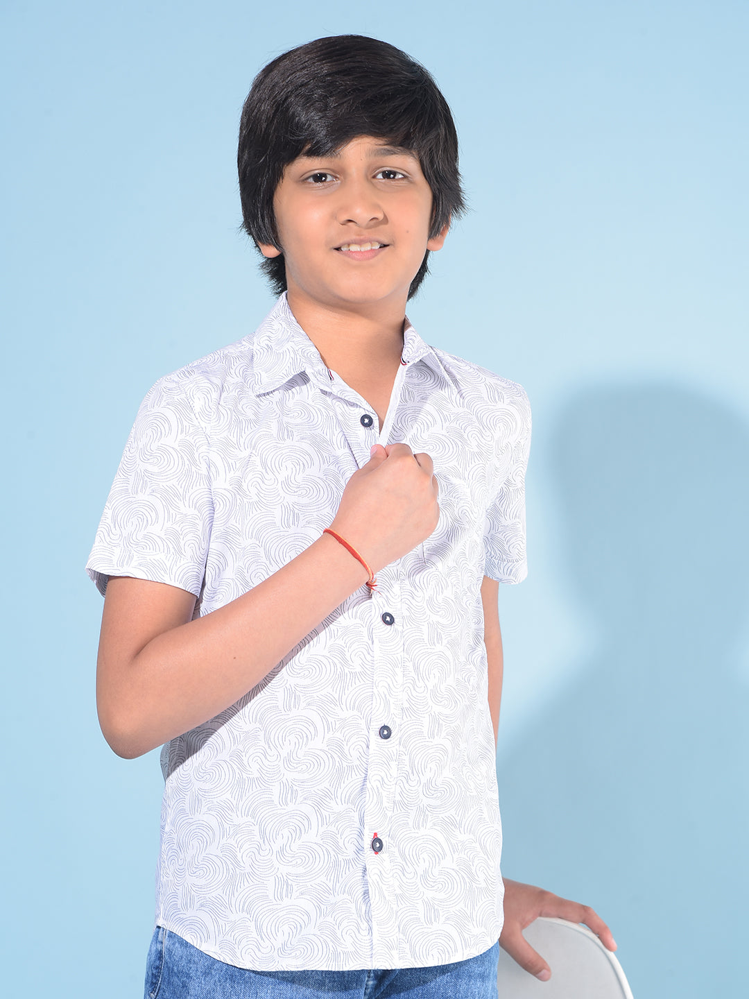 White Printed 100% Cotton Shirt-Boys Shirts-Crimsoune Club