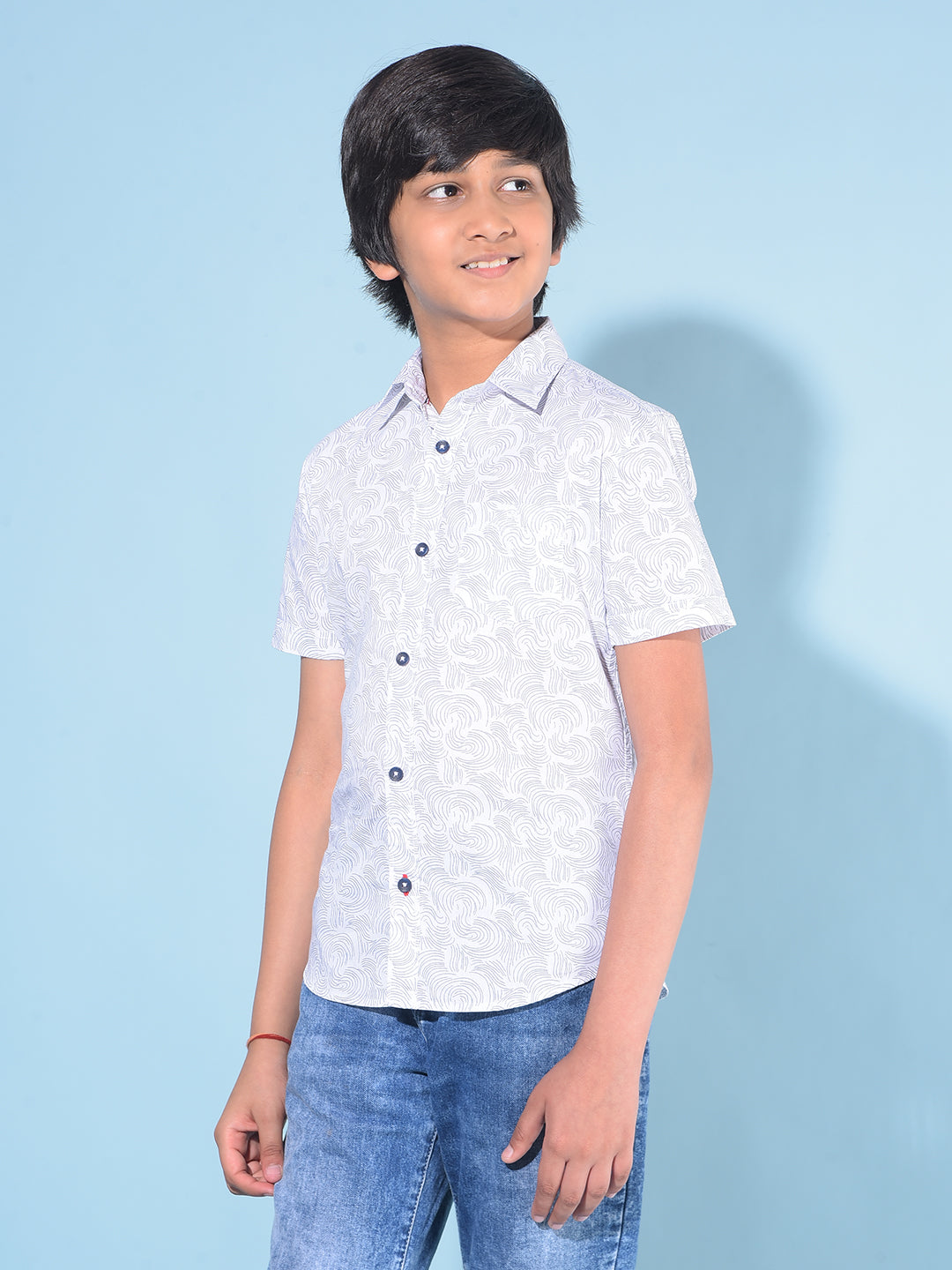 White Printed 100% Cotton Shirt-Boys Shirts-Crimsoune Club