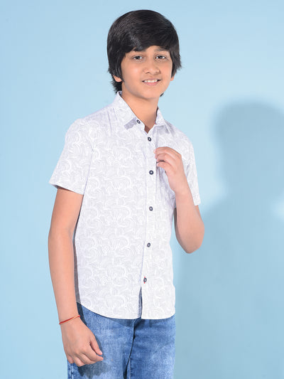 White Printed 100% Cotton Shirt-Boys Shirts-Crimsoune Club