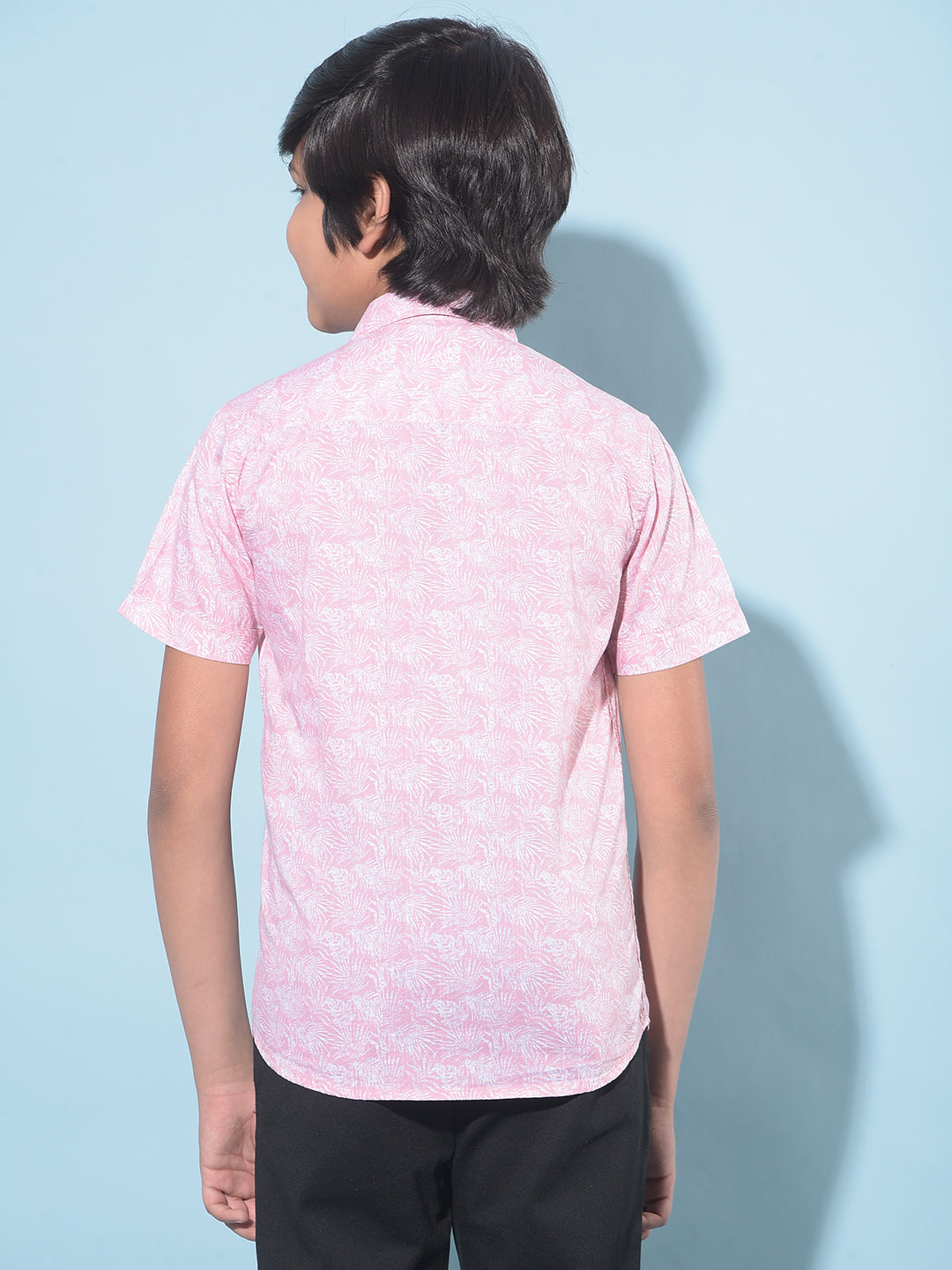 Pink Floral Print 100% Cotton Shirt-Boys Shirts-Crimsoune Club