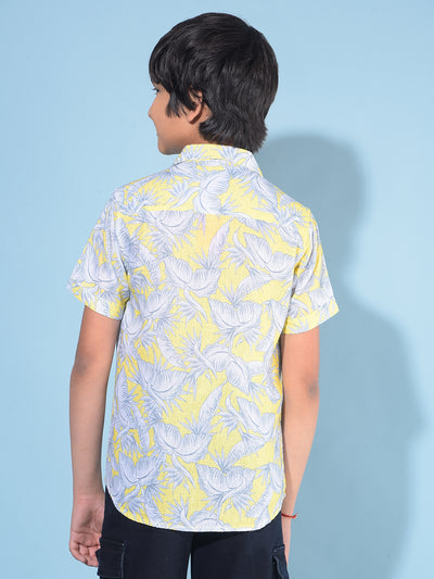 Yellow Floral Print Shirt-Boys Shirts-Crimsoune Club