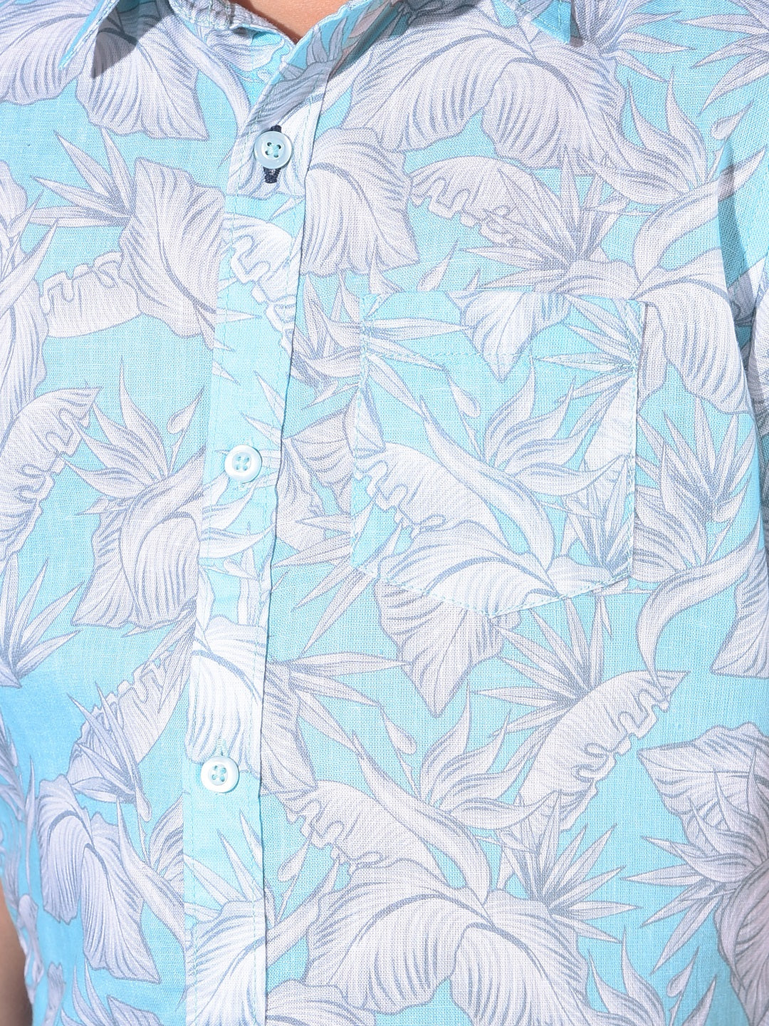 Blue Floral Print Shirt-Boys Shirts-Crimsoune Club