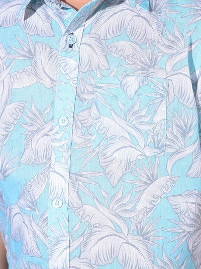 Blue Floral Print Shirt-Boys Shirts-Crimsoune Club