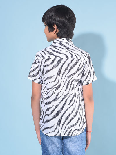 White Abstract Print 100% Cotton Shirt-Boys Shirts-Crimsoune Club