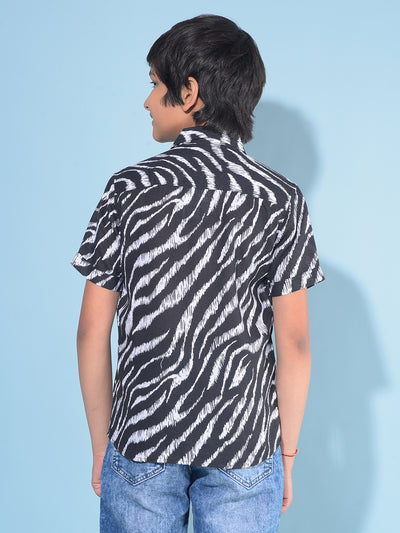 Black Abstract Print 100% Cotton Shirt-Boys Shirts-Crimsoune Club