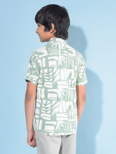 Green Printed 100% Cotton Shirt-Boys Shirts-Crimsoune Club