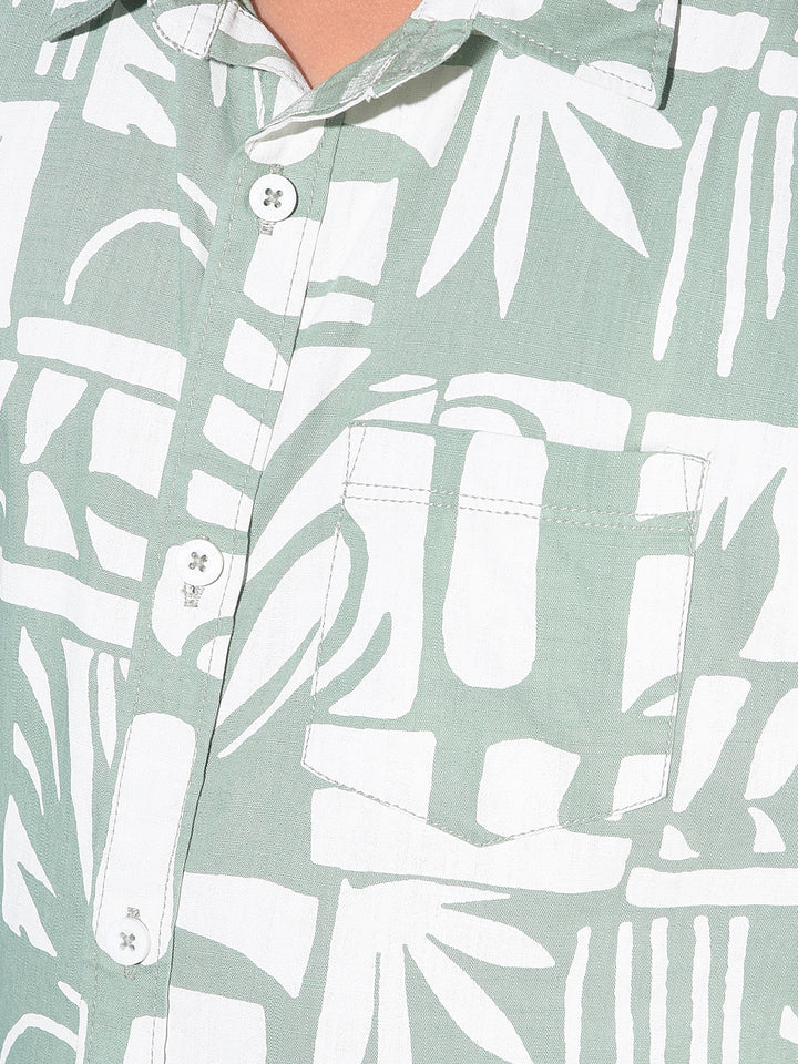 Green Printed 100% Cotton Shirt-Boys Shirts-Crimsoune Club