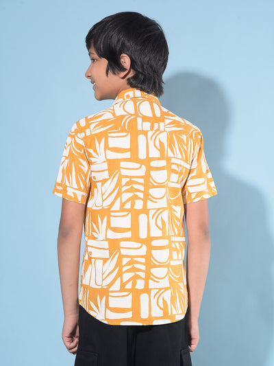 Mustard Printed 100% Cotton Shirt-Boys Shirts-Crimsoune Club