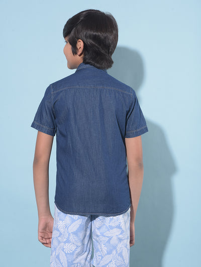 Navy Blue 100% Cotton Shirt-Boys Shirts-Crimsoune Club