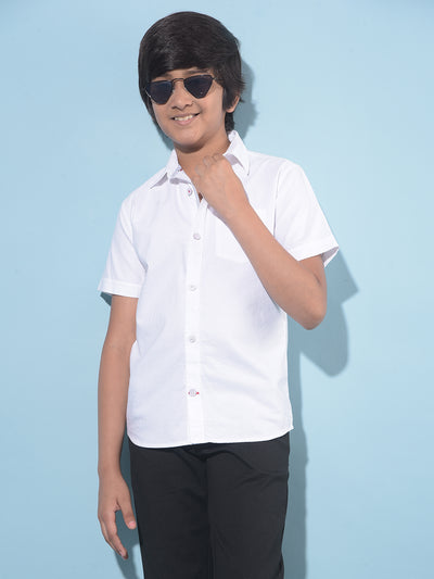 White 100% Cotton Shirt-Boys Shirts-Crimsoune Club