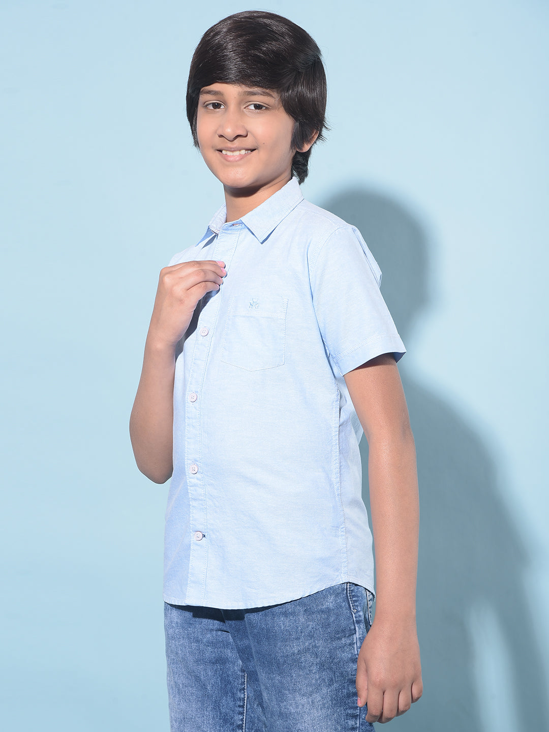 Blue 100% Cotton Shirt-Boys Shirts-Crimsoune Club