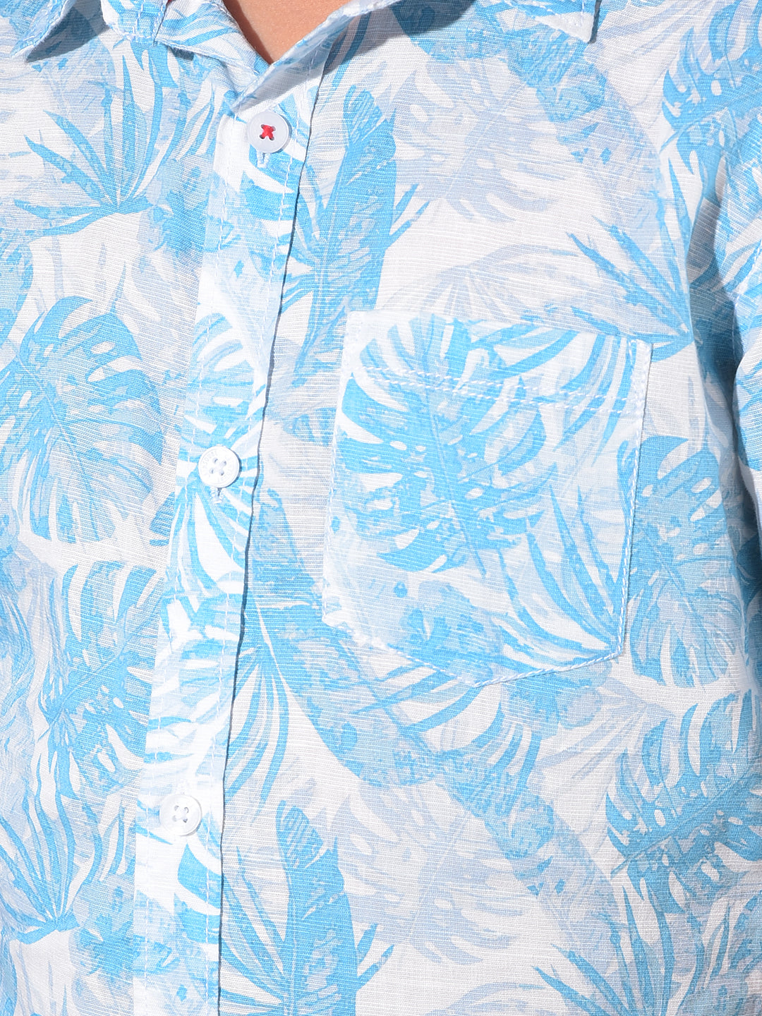 Blue Floral Print Linen Shirt-Boys Shirts-Crimsoune Club