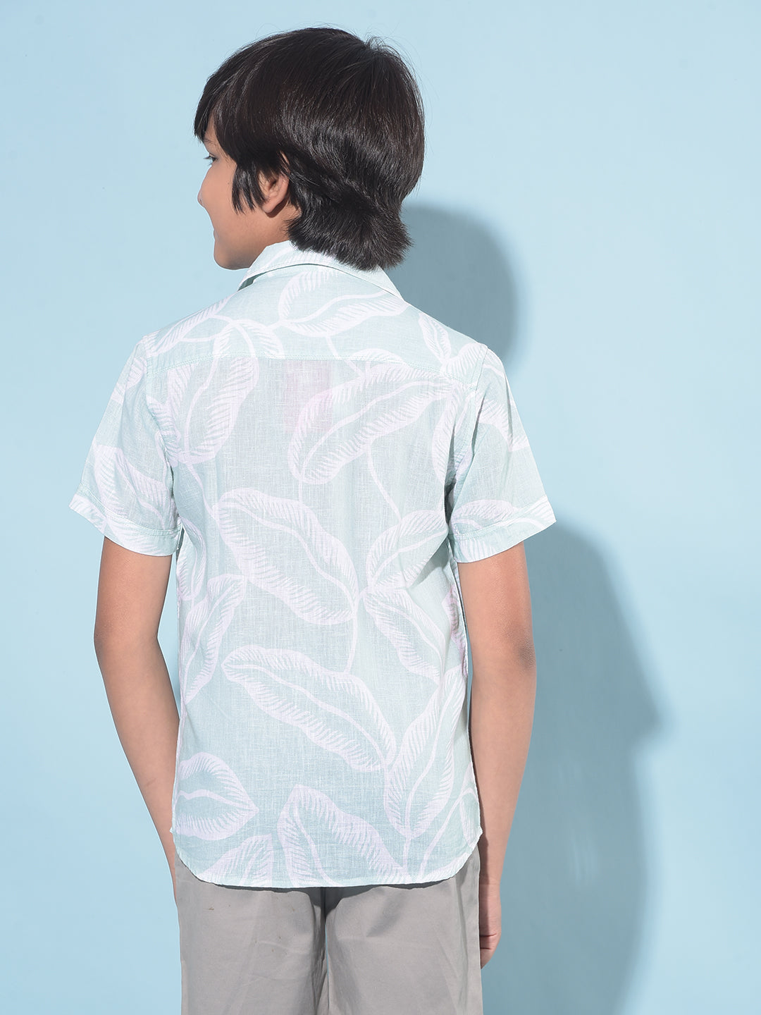 Green Floral Print Shirt-Boys Shirts-Crimsoune Club