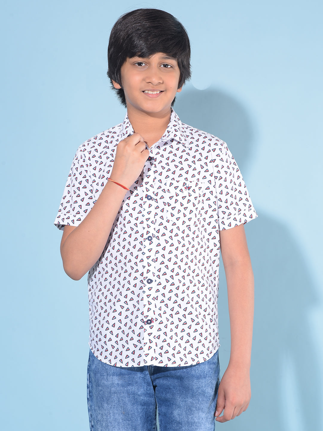 White Printed 100% Cotton Shirt-Boys Shirts-Crimsoune Club