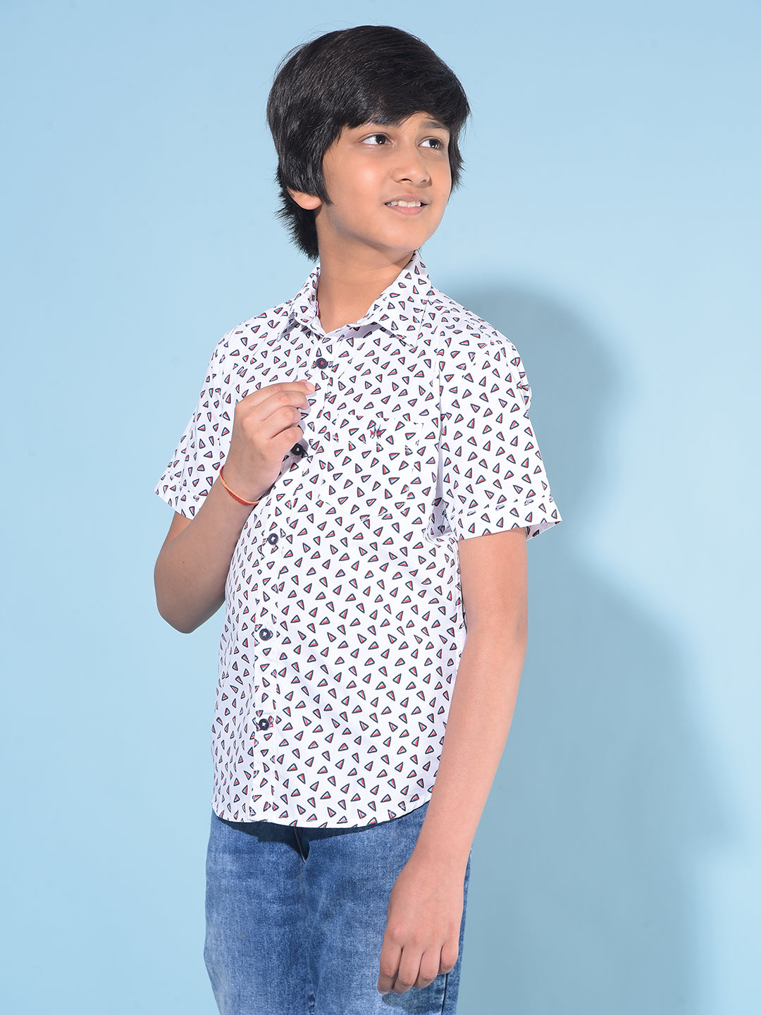 White Printed 100% Cotton Shirt-Boys Shirts-Crimsoune Club