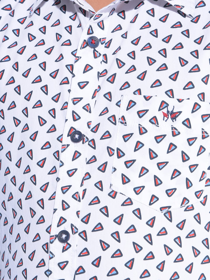 White Printed 100% Cotton Shirt-Boys Shirts-Crimsoune Club