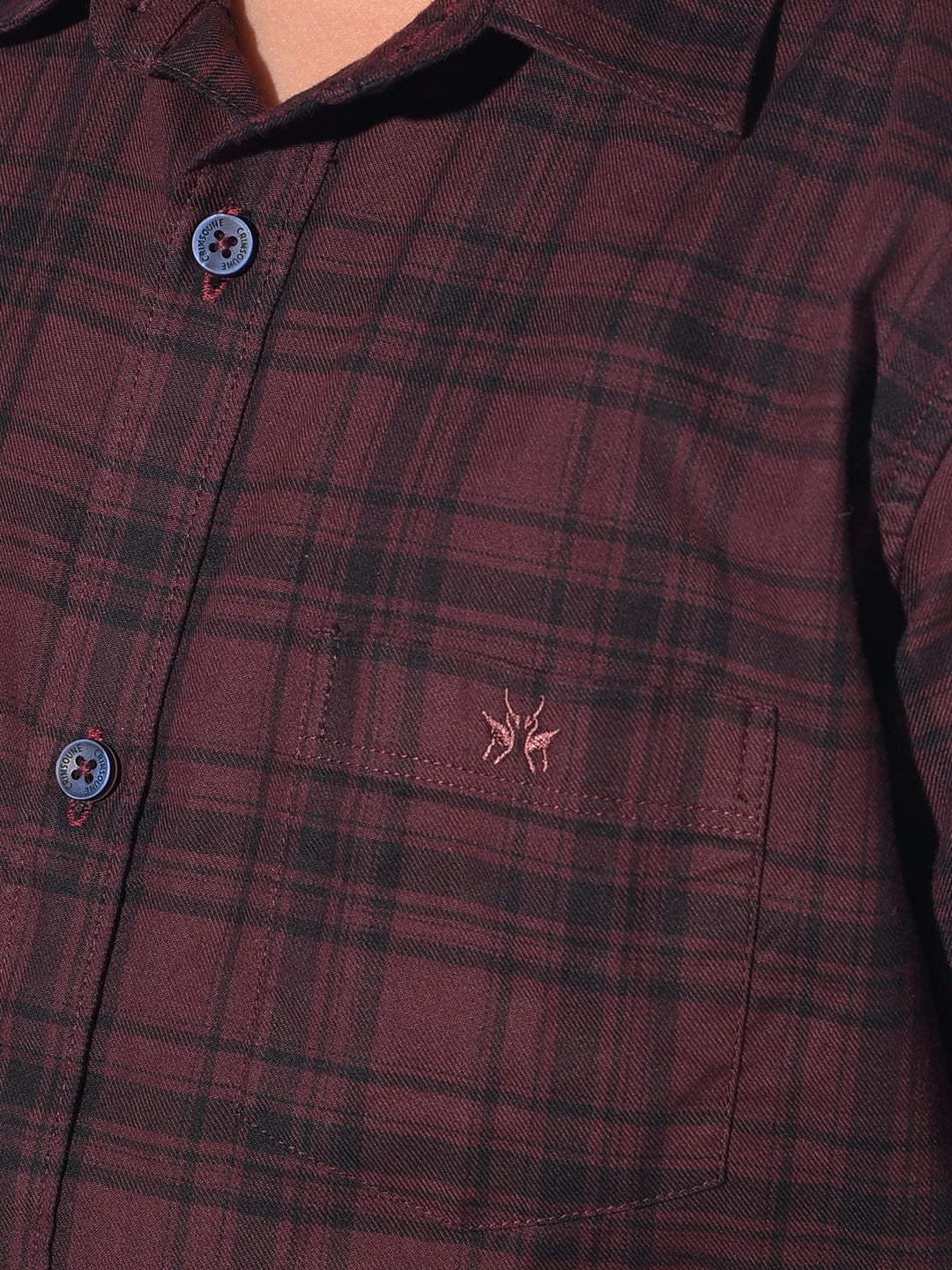 Wine Tartan Check 100% Cotton Shirt-Boys Shirts-Crimsoune Club