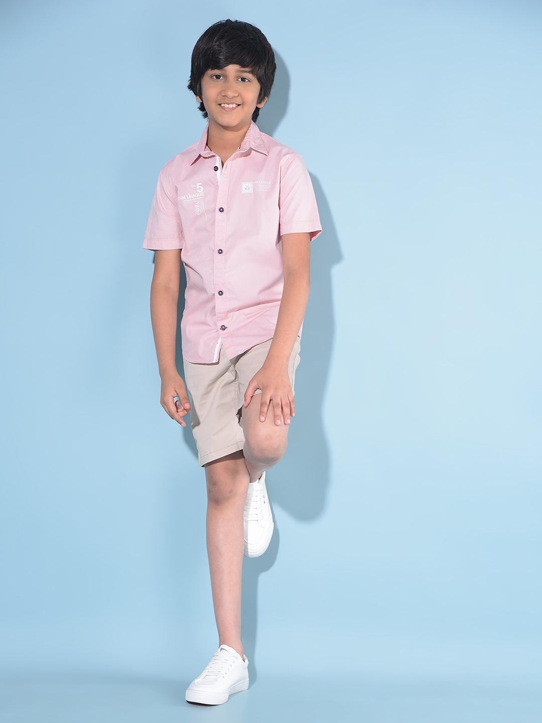 Pink Typographic Print Shirt-Boys Shirts-Crimsoune Club