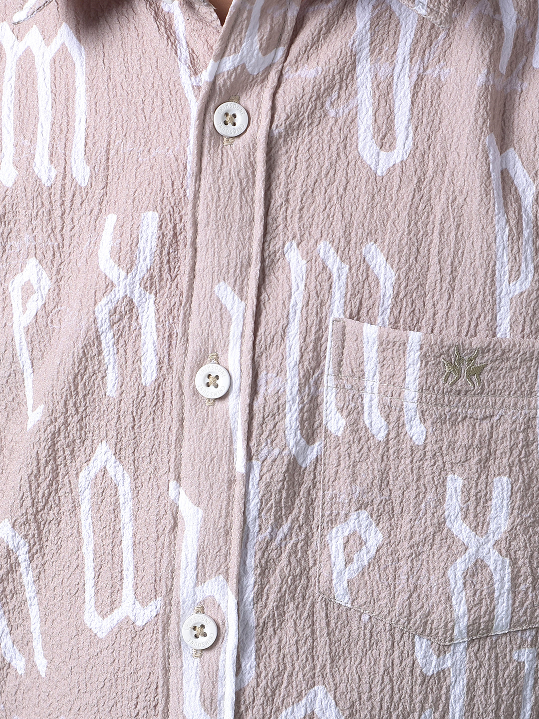 Beige Typographic Print Shirt-Boys Shirts-Crimsoune Club