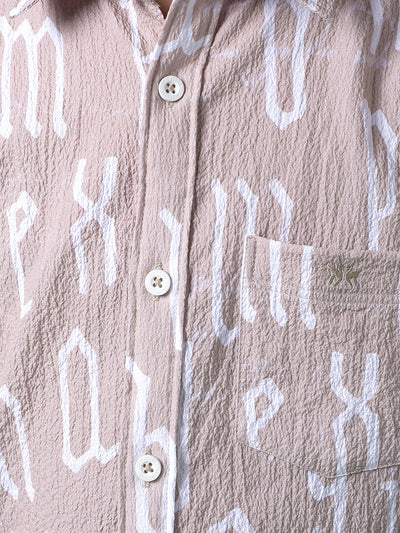 Beige Typographic Print Shirt-Boys Shirts-Crimsoune Club