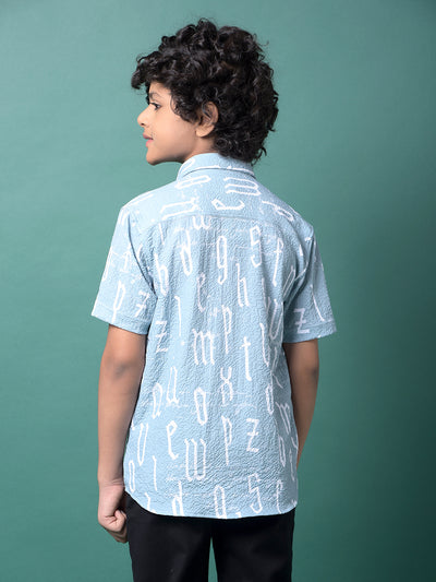 Green Typographic Print Shirt-Boys Shirts-Crimsoune Club