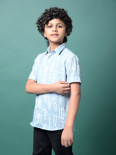 Green Typographic Print Shirt-Boys Shirts-Crimsoune Club
