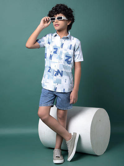 Green Typographic Print Shirt-Boys Shirts-Crimsoune Club