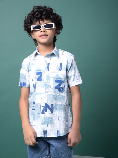 Green Typographic Print Shirt-Boys Shirts-Crimsoune Club