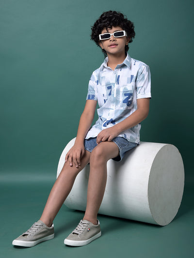 Green Typographic Print Shirt-Boys Shirts-Crimsoune Club
