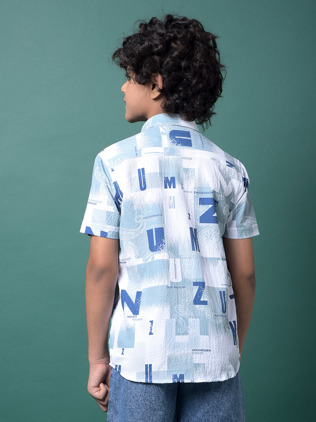 Green Typographic Print Shirt-Boys Shirts-Crimsoune Club