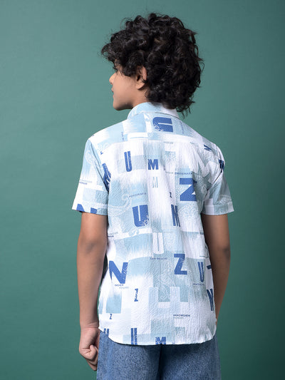 Green Typographic Print Shirt-Boys Shirts-Crimsoune Club