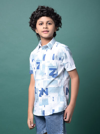 Green Typographic Print Shirt-Boys Shirts-Crimsoune Club