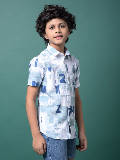 Green Typographic Print Shirt-Boys Shirts-Crimsoune Club