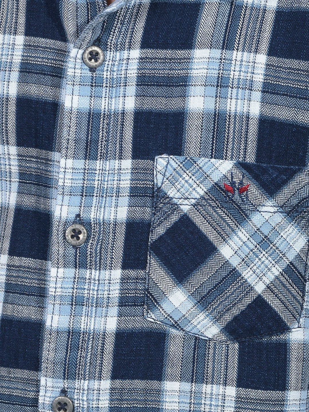 Navy Blue Checked 100% Cotton Shirt-Boys Shirts-Crimsoune Club