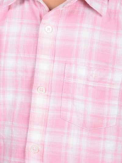 Pink Checked 100% Cotton Shirt-Boys Shirts-Crimsoune Club