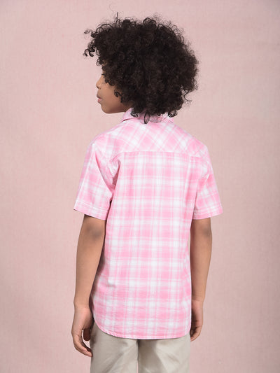 Pink Checked 100% Cotton Shirt-Boys Shirts-Crimsoune Club