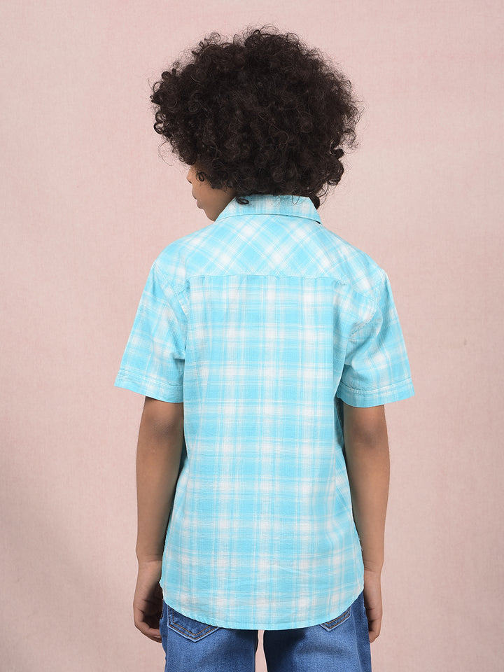 Blue Checked 100% Cotton Shirt-Boys Shirts-Crimsoune Club