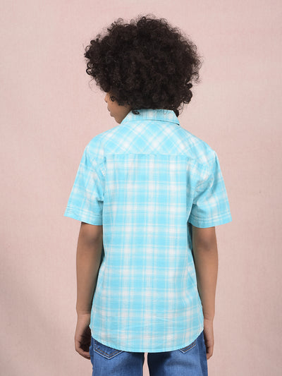 Blue Checked 100% Cotton Shirt-Boys Shirts-Crimsoune Club