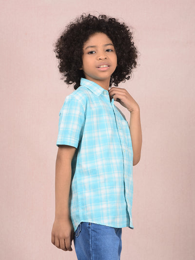 Blue Checked 100% Cotton Shirt-Boys Shirts-Crimsoune Club