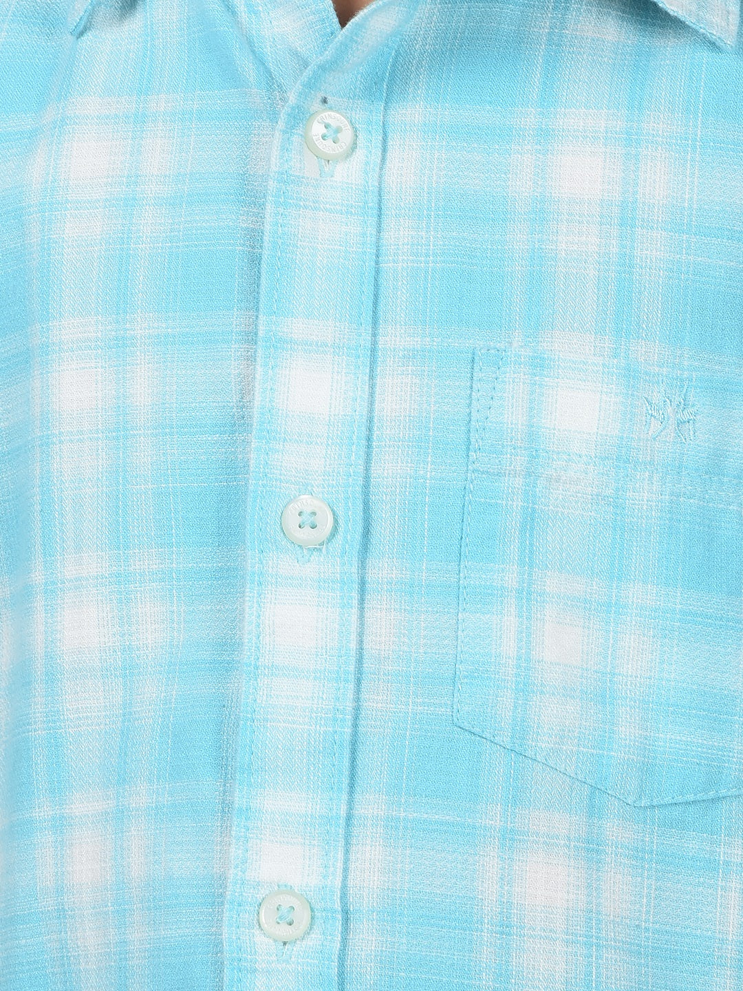 Blue Checked 100% Cotton Shirt-Boys Shirts-Crimsoune Club